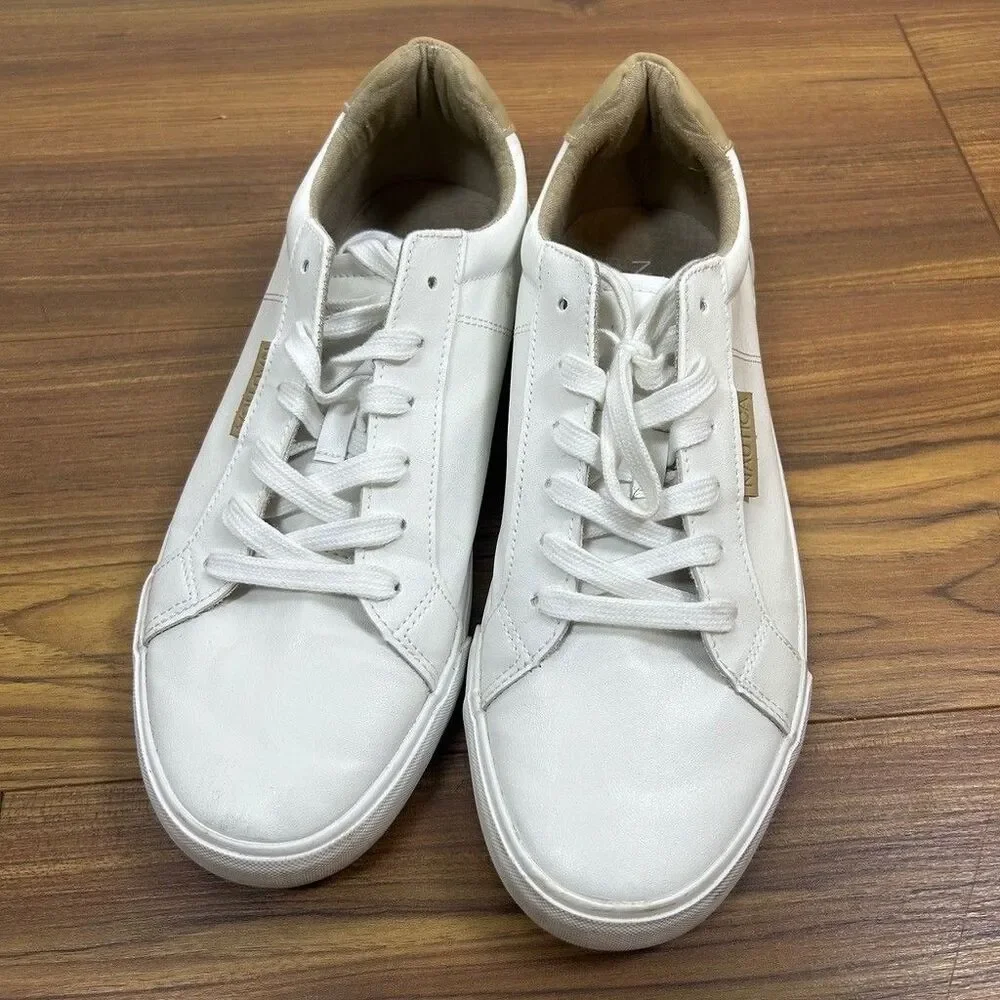 Nautica Spree 2 Mens White Faux Leather Casual Sneakers Size 10 Low Top Shoes
